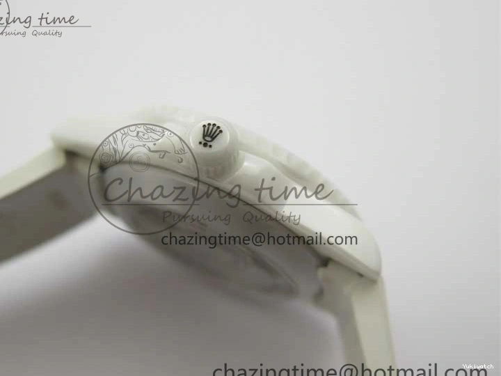 40mm 5GF Best Green Dial White Edition Submariner Strap White Ceramic Rubber SA3135 on 0209